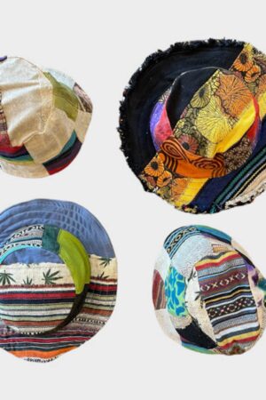 Hemp Patchwork Bucket Hat Eco-Friendly, Handmade Sun Protection for Beach and Beyond