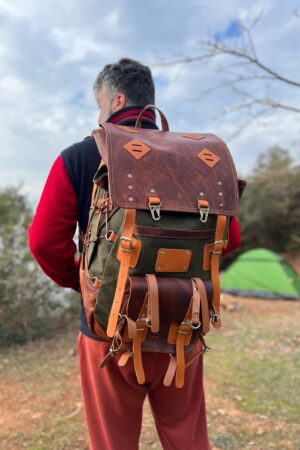 Bushcraft Award-Winning Leather & Canvas Backpack $200 Off, 45L, Personalized for Travel, Camping, Military