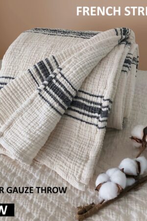 Boho King Size Cotton Gauze Throw Blanket Soft, Breathable, and Stylish Bedding