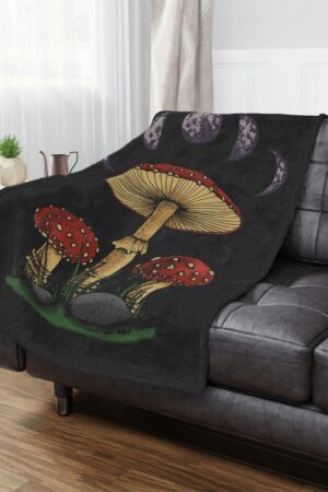 Celestial Embrace Moon Phase Blanket for Tranquil Home and Office Decor