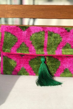 Exquisite Ikat Velvet Clutch A Symphony of Colors for Evening Elegance