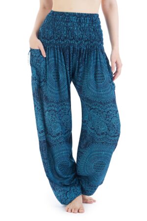 Flowy Teal Harem Yoga Pants Bohemian Loungewear for Summer and Festivals