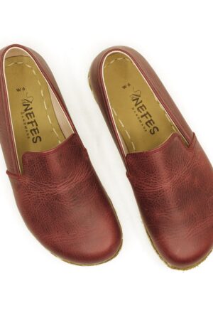 Grounding Shoes for Men Copper Leather Sole, Wide Toe Box, Crazy Burgundy