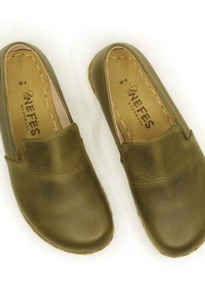 Grounding Shoes for Men Embrace Nature's Energy with Handmade, Barefoot Green Loafers