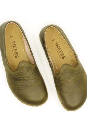 Military Green Loafers Experience Barefoot Comfort in Turkish Style