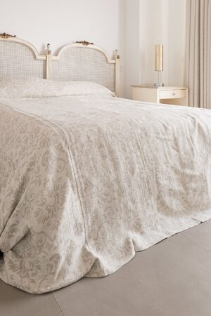 Royal Floral Linen Bedspread Double-Sided Luxury for Your Bedroom