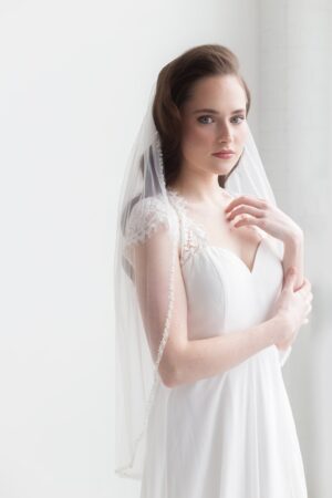 Beaded Bridal Veil Ivory Elegance for Your Wedding Day