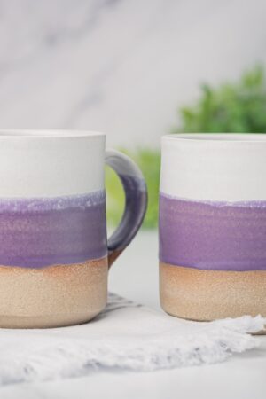 Artisan-Crafted Coffee and Tea Mug A Celestial Dance of White and Purple