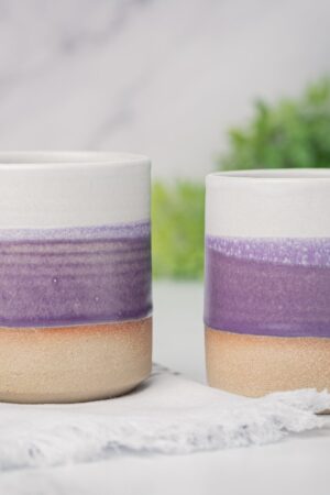 Artisan-Crafted Coffee and Tea Mug A Celestial Dance of White and Purple