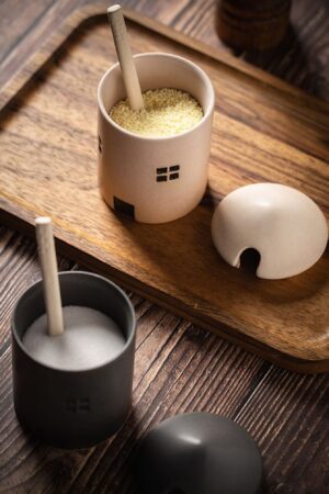 Artisan-Crafted Ceramic Condiment Jar with Spoon Elevate Your Culinary Experience