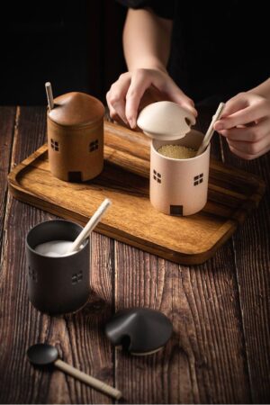 Artisan-Crafted Ceramic Condiment Jar with Spoon Elevate Your Culinary Experience