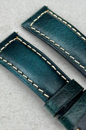 Premium Handmade Padded Leather Watch Strap with Contrast Stitching and Quick Release