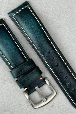 Premium Handmade Padded Leather Watch Strap with Contrast Stitching and Quick Release