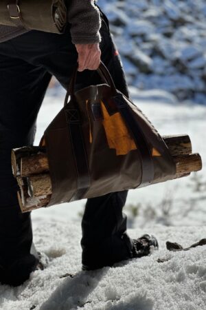 Oilskin and Leather LOG CARRIER The Ultimate Firewood Carrier for Bushcraft and Outdoor Enthusiasts