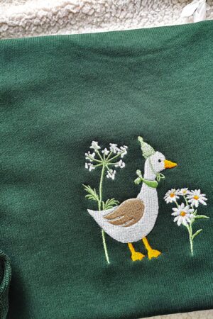 Embroidered Duck Sweatshirt A Quacking Good Time with Silly Goose and Daisy