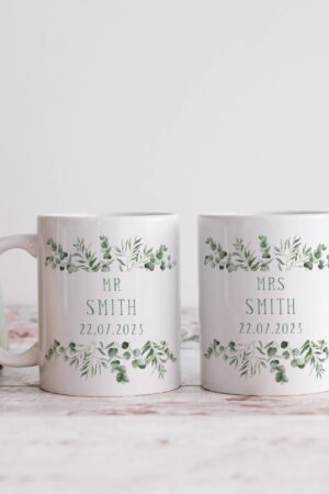 Personalized Eucalyptus Wedding Mug A Cherished Keepsake for the Newlyweds