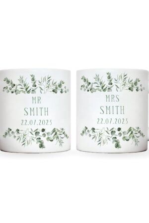 Personalized Eucalyptus Wedding Mug A Cherished Keepsake for the Newlyweds