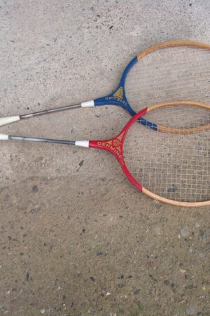 Vintage Badminton Rackets GERMINA DDR Retro Wooden Pair for Sports Decor and Play