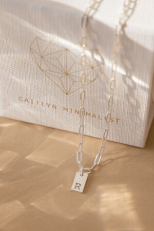 Personalized Paperclip Chain Necklace with Initial Charm A Timeless Gift for Mom (NM115bNIF33)