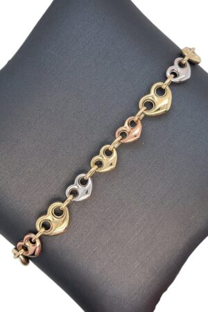 14K Italian Gold Puffed Heart Mariner Link Bracelet A Timeless Treasure of Love and Style