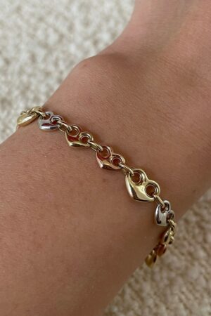 14K Italian Gold Puffed Heart Mariner Link Bracelet A Timeless Treasure of Love and Style