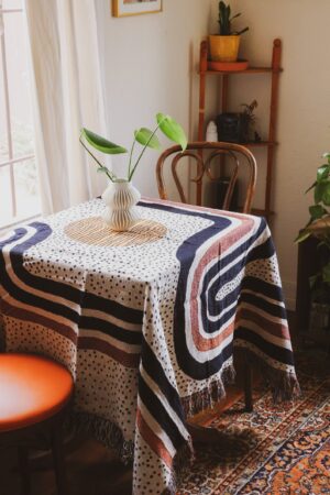 Cozy Haven Abstract Woven Throw Blanket for Modern Boho Decor