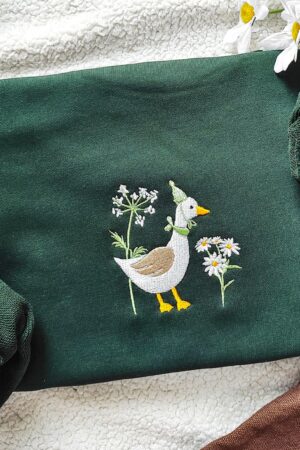 Embroidered Duck Sweatshirt A Quacking Good Time with Silly Goose and Daisy