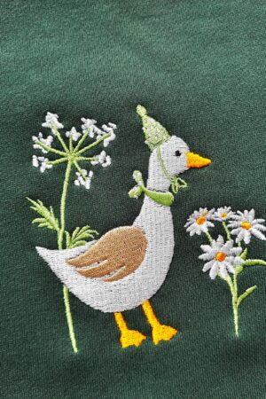 Embroidered Duck Sweatshirt A Quacking Good Time with Silly Goose and Daisy