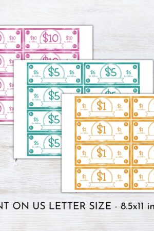 Rewarding Kids with Fun and Editable Mom Bucks Printable Chore Bucks, Allowance Play Money