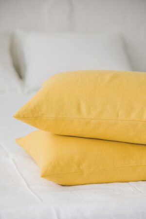 Luxurious Mimosa Yellow Linen Pillowcase Customize Your Comfort with Natural Elegance