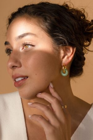 Captivating Chunky Jade Hoop Earrings Embrace Summer's Essence with Caitlyn Minimalist's ER302