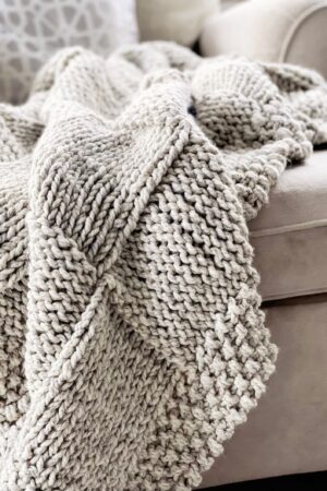 Indulge in Cozy Haven Hand-Knitted Chunky Basketweave Throw for Unrivaled Warmth and Style