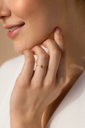 Caitlyn Minimalist Duo Birthstone Ring Celebrate Your Bond with a Timeless Treasure