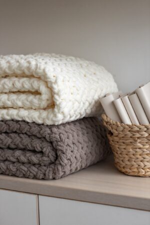 Cozy Haven Hand-Knitted Chunky Throw Blanket for Warmth and Style