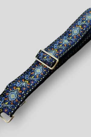 Groovy Floral Woven Crossbody Guitar Strap Blue & Black