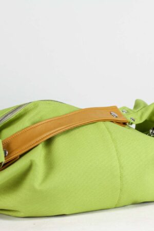 Lime Green Canvas Hobo Bag with Brown Leather Accents The Perfect Everyday Purse