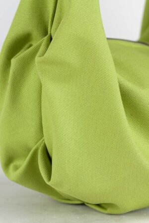 Lime Green Canvas Hobo Bag with Brown Leather Accents The Perfect Everyday Purse