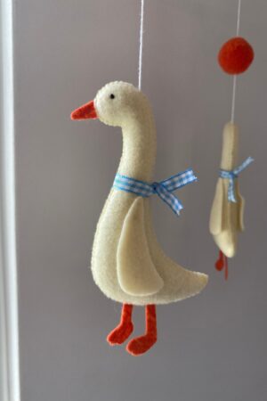 Enchanting Goose Blue Ribbon Baby Mobile A Serene Haven for Little Dreamers