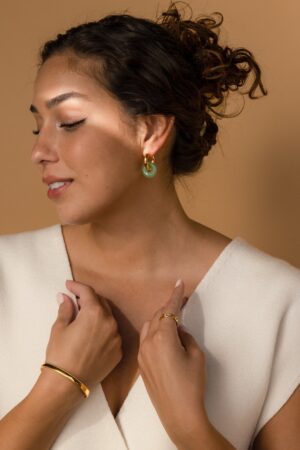 Captivating Chunky Jade Hoop Earrings Embrace Summer's Essence with Caitlyn Minimalist's ER302