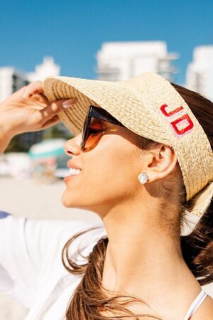 Embroidered Straw Visor Personalize Your Summer Style with a Shadow Monogram