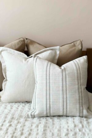 Cozy Comfort Ella Oatmeal Stripe Cushion with Luxurious Duck Feather Pad