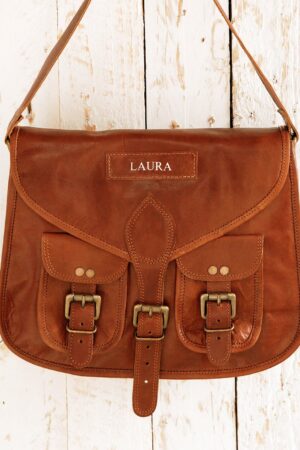 Personalized Saddlebag Premium Leather, Monogrammed Crossbody, Large Shoulder Bag