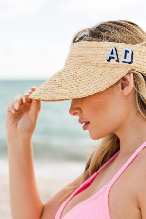 Embroidered Straw Visor Personalize Your Summer Style with a Shadow Monogram