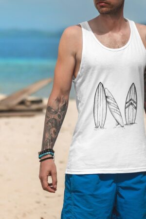 Surf's Up Minimalist Racerback Tank Top for Water Warriors and Beach Lovers