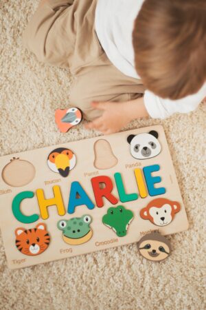 Personalized Wooden Name Puzzle Unique Gift for Kids and Babies