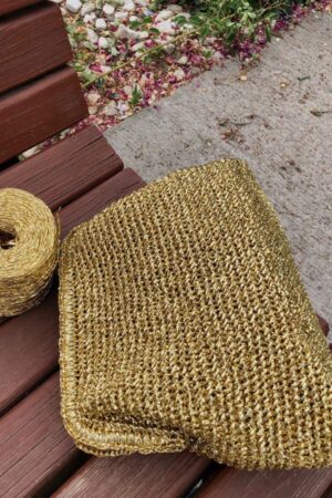 Shimmering Gold Raffia Clutch Elevate Your Summer Style with Luxury and Elegance