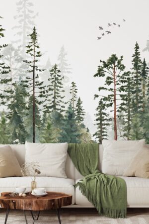 Woodland Watercolor Peel and Stick Wall Mural Transform Your Nursery into a Fairy Forest