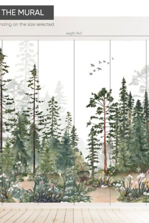 Woodland Watercolor Peel and Stick Wall Mural Transform Your Nursery into a Fairy Forest