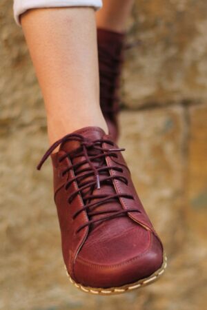 Barefooters Sneakers Slip On, Leather, Crazy Burgundy