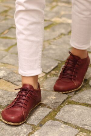 Barefooters Sneakers Slip On, Leather, Crazy Burgundy